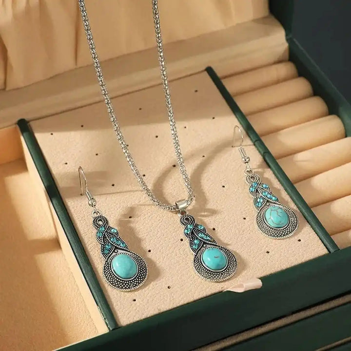 Silver Necklace Set Sorcha with Turquoise