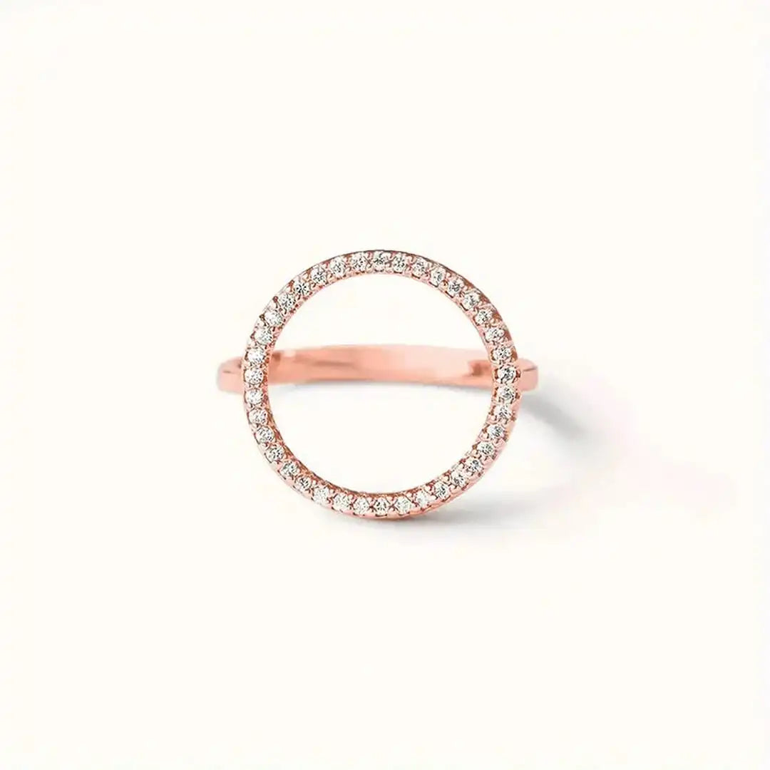 Gold Open Circle Ring Méabh with Zirconia