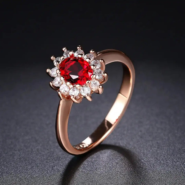 Gold & Silver Halo Ring Clíodhna with Ruby & Sapphire