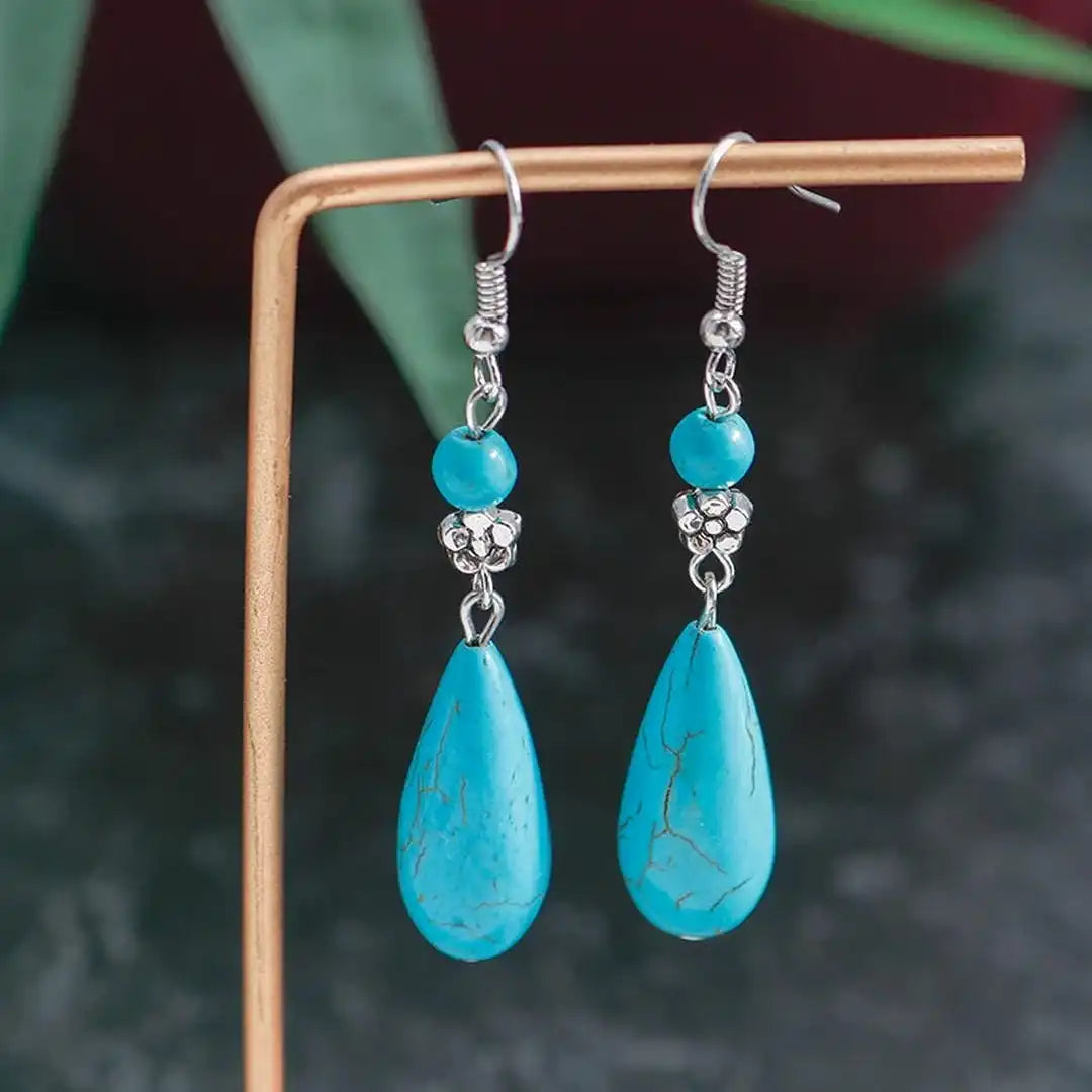 Silver Drop Earrings Clíodhna with Turquoise