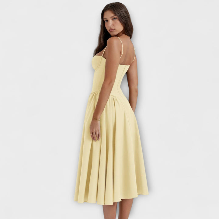 Rosalie - Salbeigrünes ärmelloses Korsettkleid