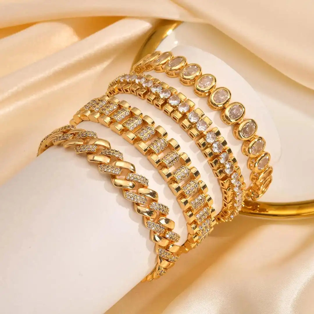 Gold Zirconia Bracelet Set Áine