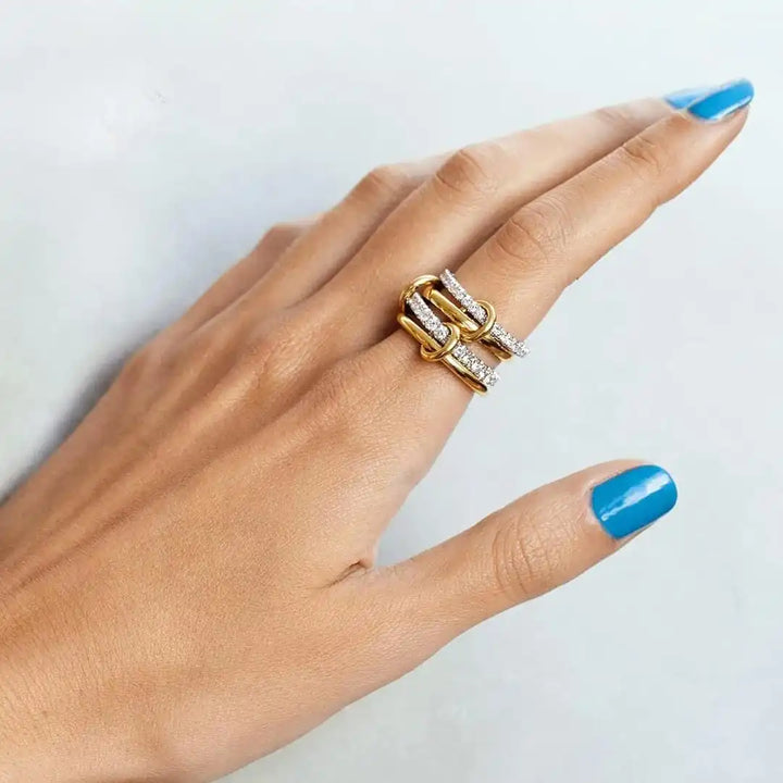 Gold & Silver Ring Deirdre with Zirconia