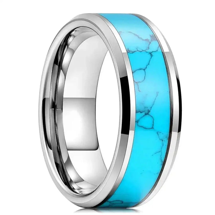 Silver Band Ring Eithne with Turquoise