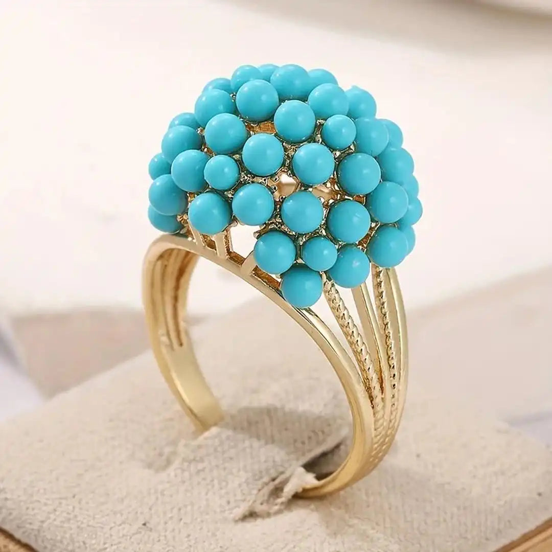 Gold Bohemian Ring Muirne with Turquoise