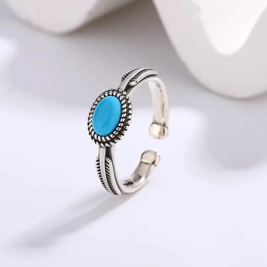 Silver Adjustable Ring Clíodhna with Turquoise
