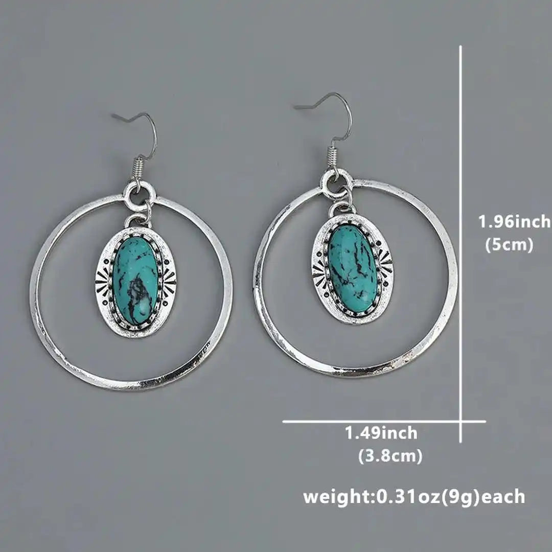 Silver Drop Earrings Dáiríne with Turquoise