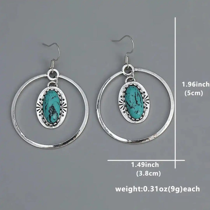 Silver Drop Earrings Dáiríne with Turquoise