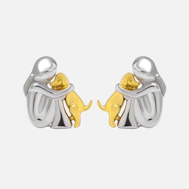 Silver and Gold Two-Tone Hug Earrings