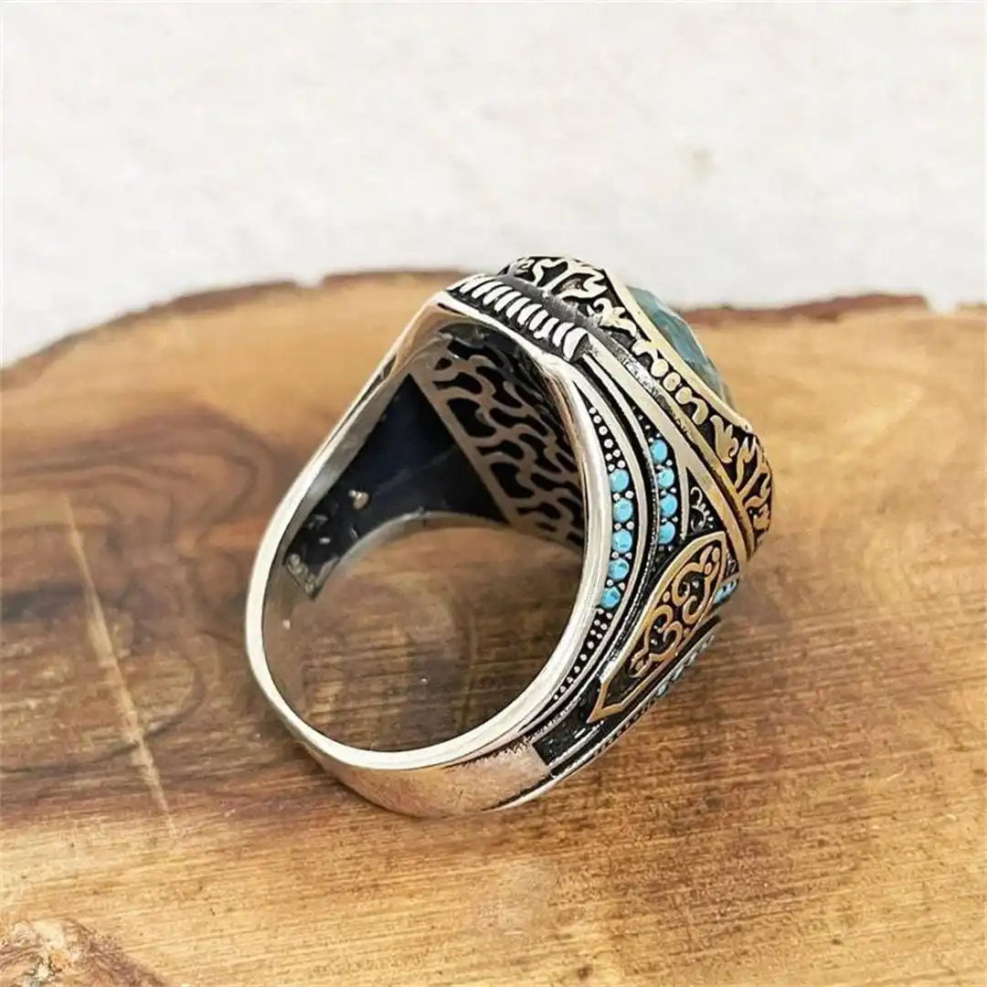 Silver & Gold Ring Clíodhna with Aquamarine