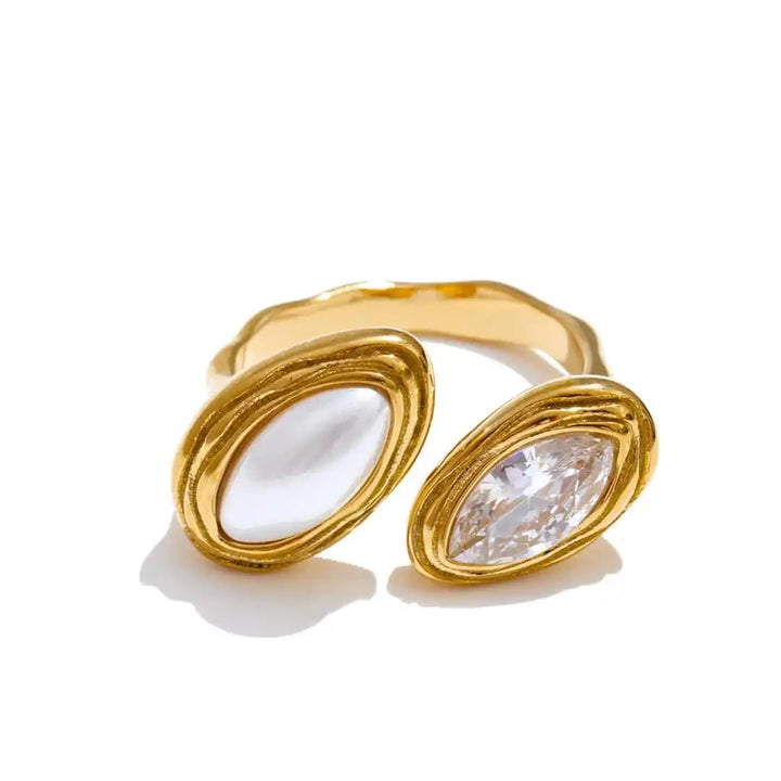 Gold Bypass Ring Sinéad with Tiger's Eye