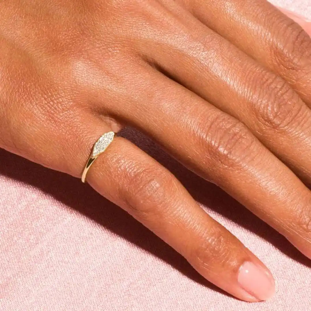 Gold Stacking Ring Caoimhe with Pavé Crystals
