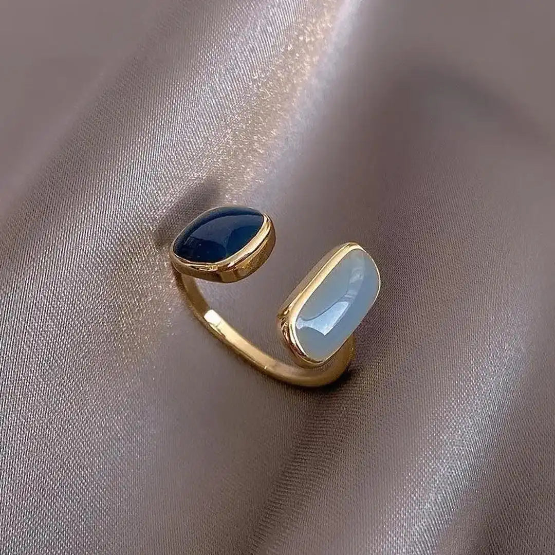 Gold Open Ring Dervla with Lapis and Moonstone