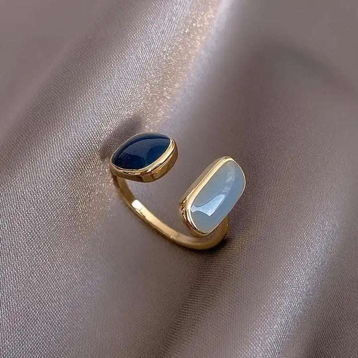 Gold Open Ring Dervla with Lapis and Moonstone