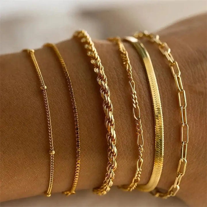 Gold Chain Bracelet Set Nóra