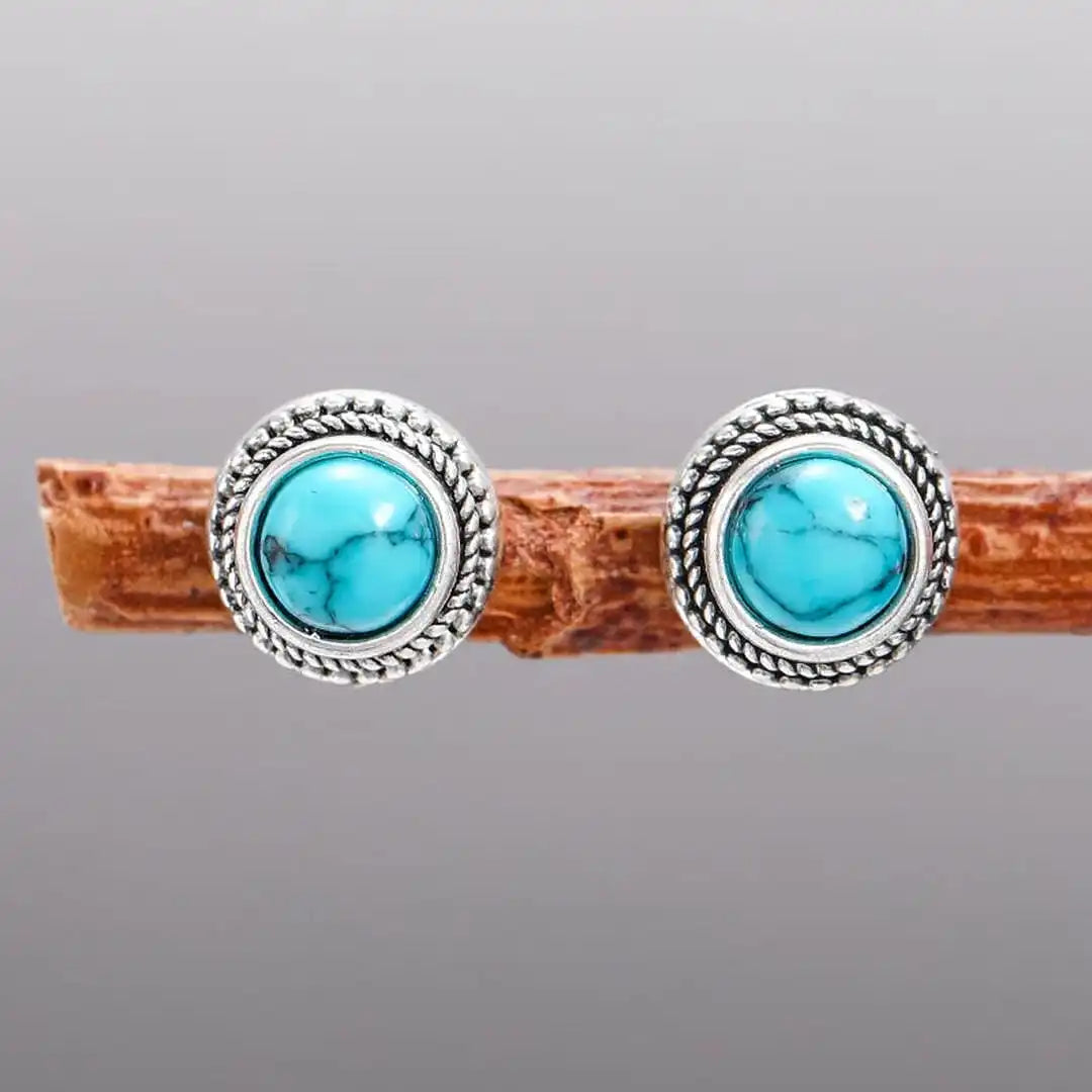 Silver Stud Earrings Sinéad with Turquoise