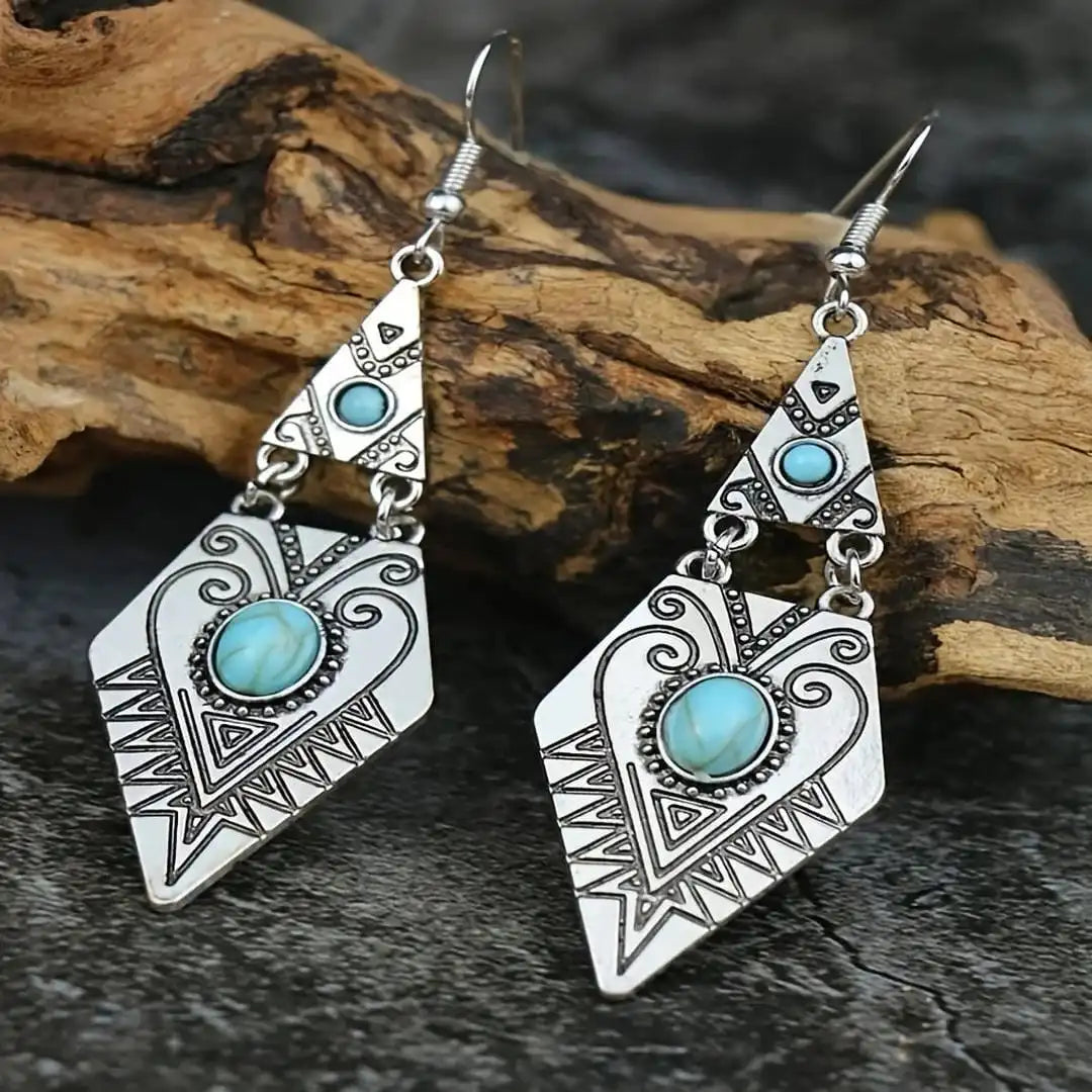Silver Drop Earrings Bláthnaid with Turquoise