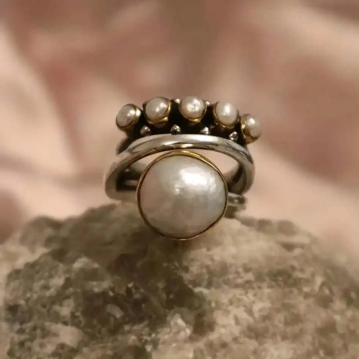 Silver Ring Emer with Pearls