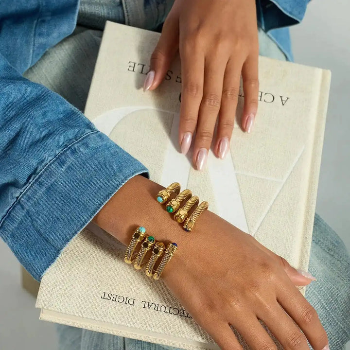 Gold Cuff Bracelet Saoirse with Turquoise