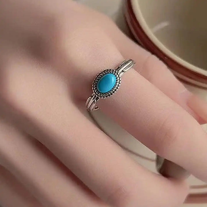 Silver Adjustable Ring Clíodhna with Turquoise