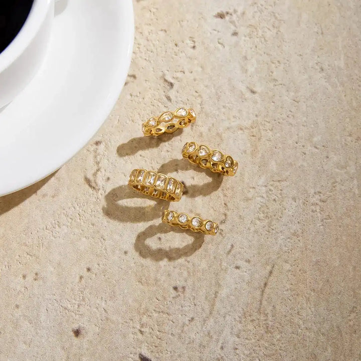 Gold Ring Set Eabha with Baguette Zirconia