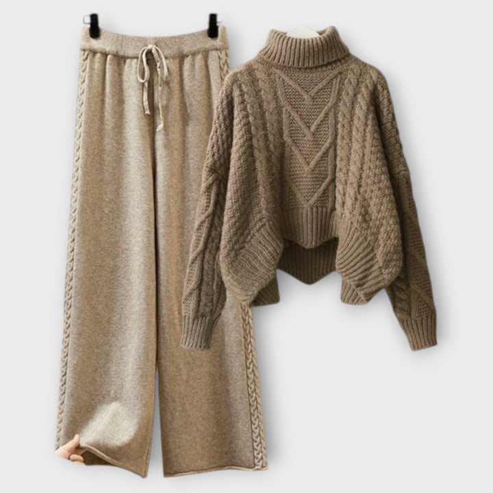 Olivia - Beiges elegantes Strickset