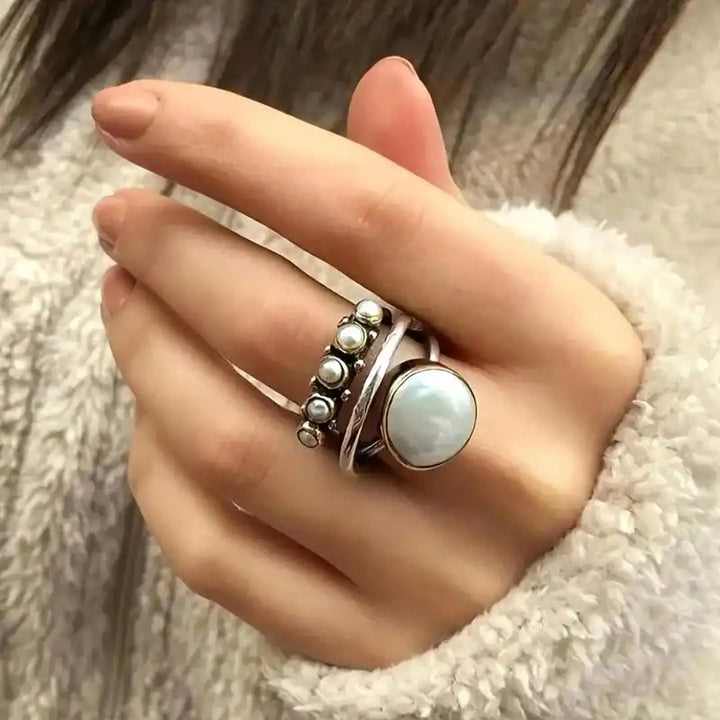 Silver Ring Emer with Pearls
