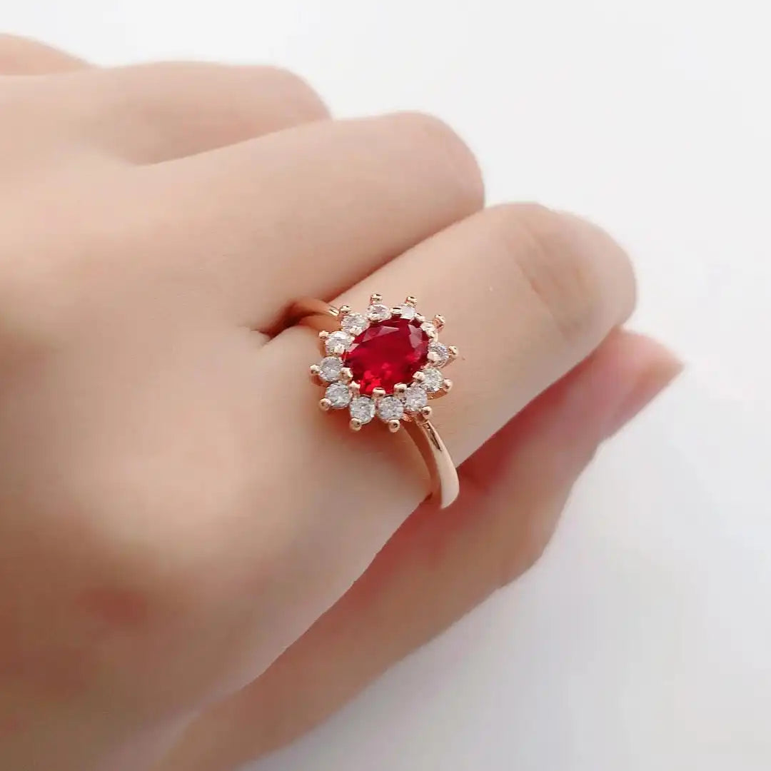 Gold & Silver Halo Ring Clíodhna with Ruby & Sapphire