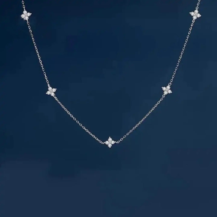 Gold Necklace Darina with Zirconia Flower Stations