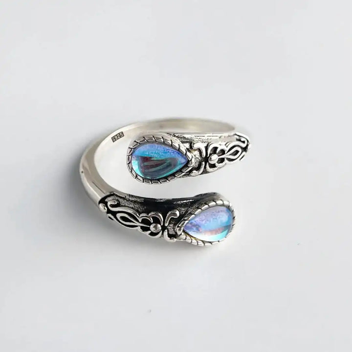 Silver Adjustable Ring Eithne with Moonstone