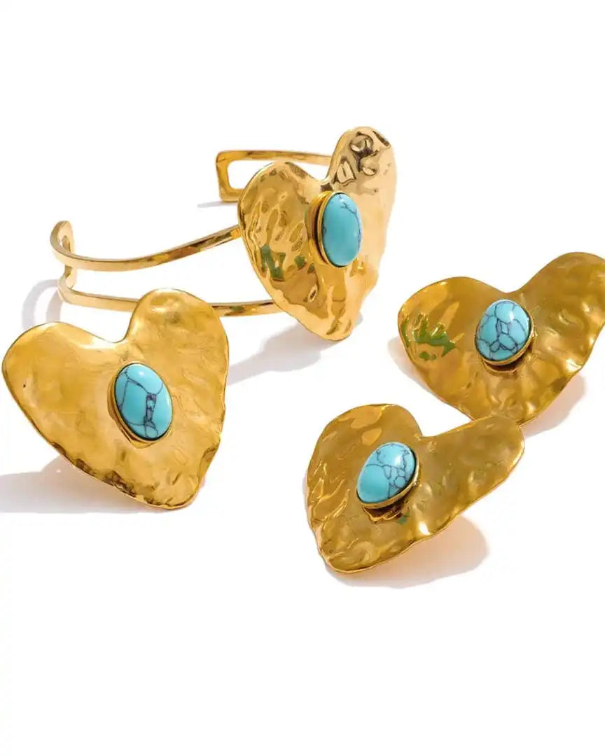 Gold Turquoise Heart Jewellery Set Nuala