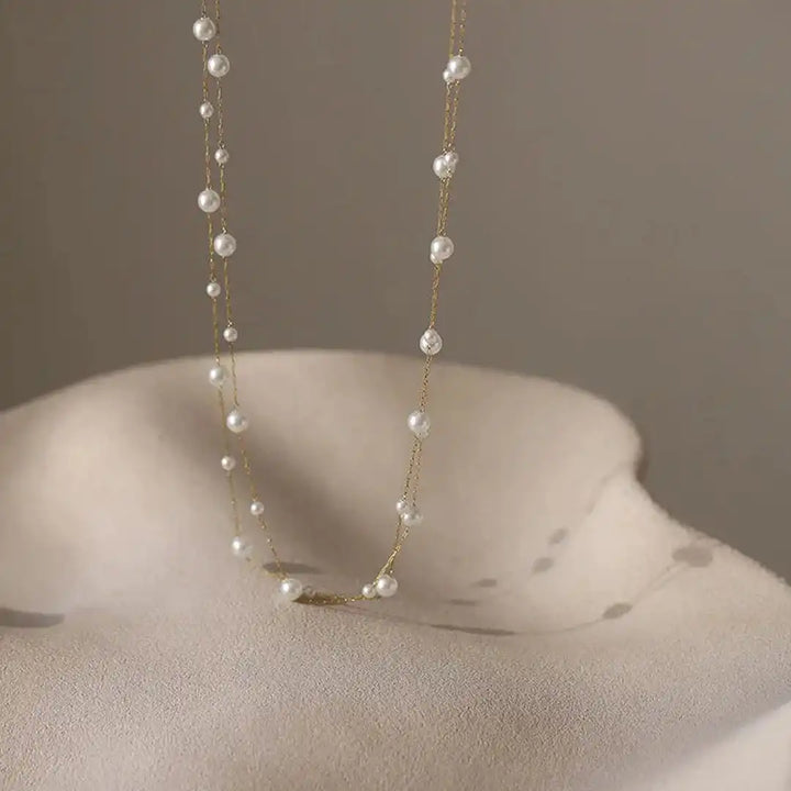 Gold Beaded Necklace Niamh with Pearls