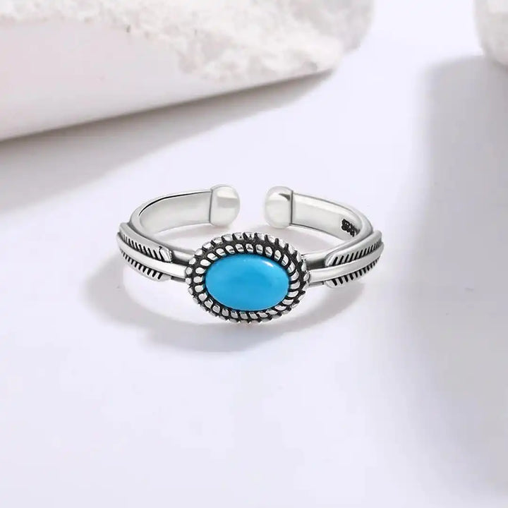 Silver Adjustable Ring Clíodhna with Turquoise