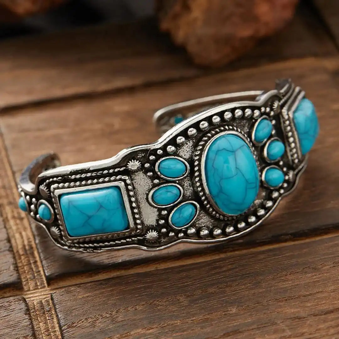 Silver Cuff Bracelet Sadhbh with Turquoise