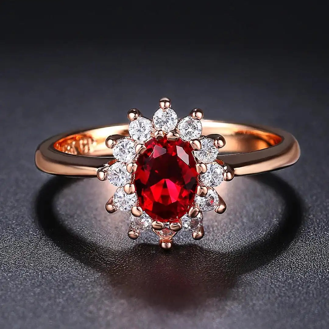 Gold & Silver Halo Ring Clíodhna with Ruby & Sapphire