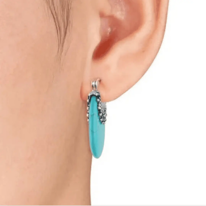 Silver Hoop Earrings Áine with Turquoise