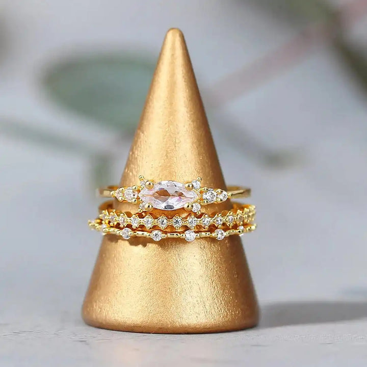 Gold Ring Set Fiadh with Zirconia