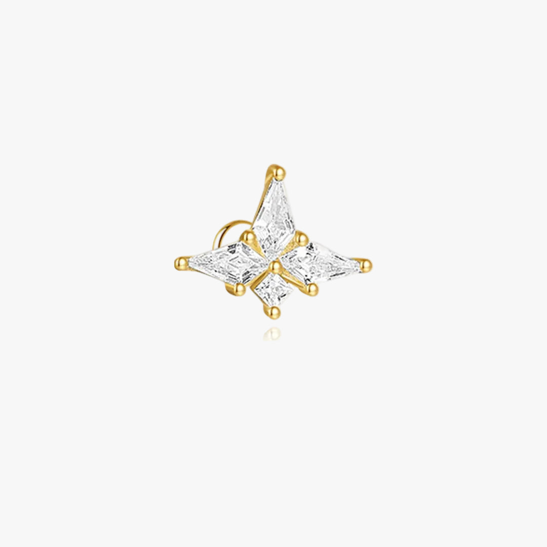 Gold Stud Earrings Ciara with Crystal Butterfly