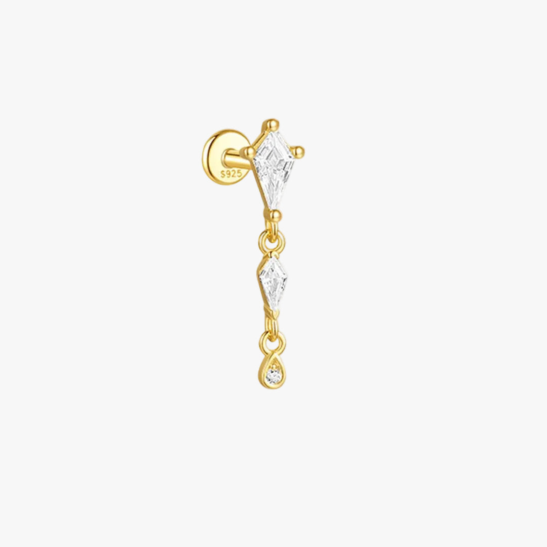 Gold Stud Earrings Ciara with Crystal Butterfly