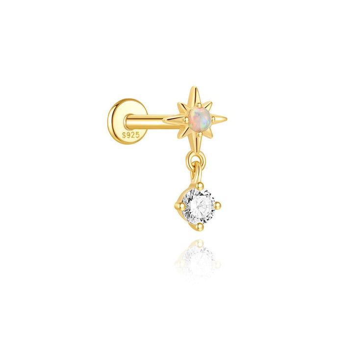 Gold Stud Earrings Maeve with Opal and Zirconia