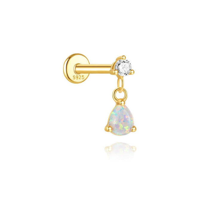Gold Stud Earrings Maeve with Opal and Zirconia