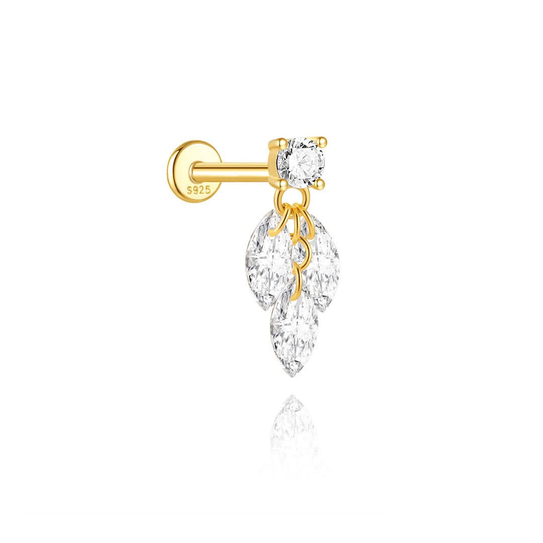 Gold Stud Earrings Maeve with Opal and Zirconia