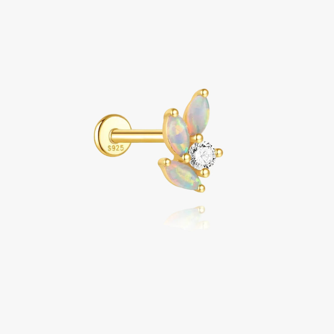 Gold Stud Earrings Maeve with Opal and Zirconia