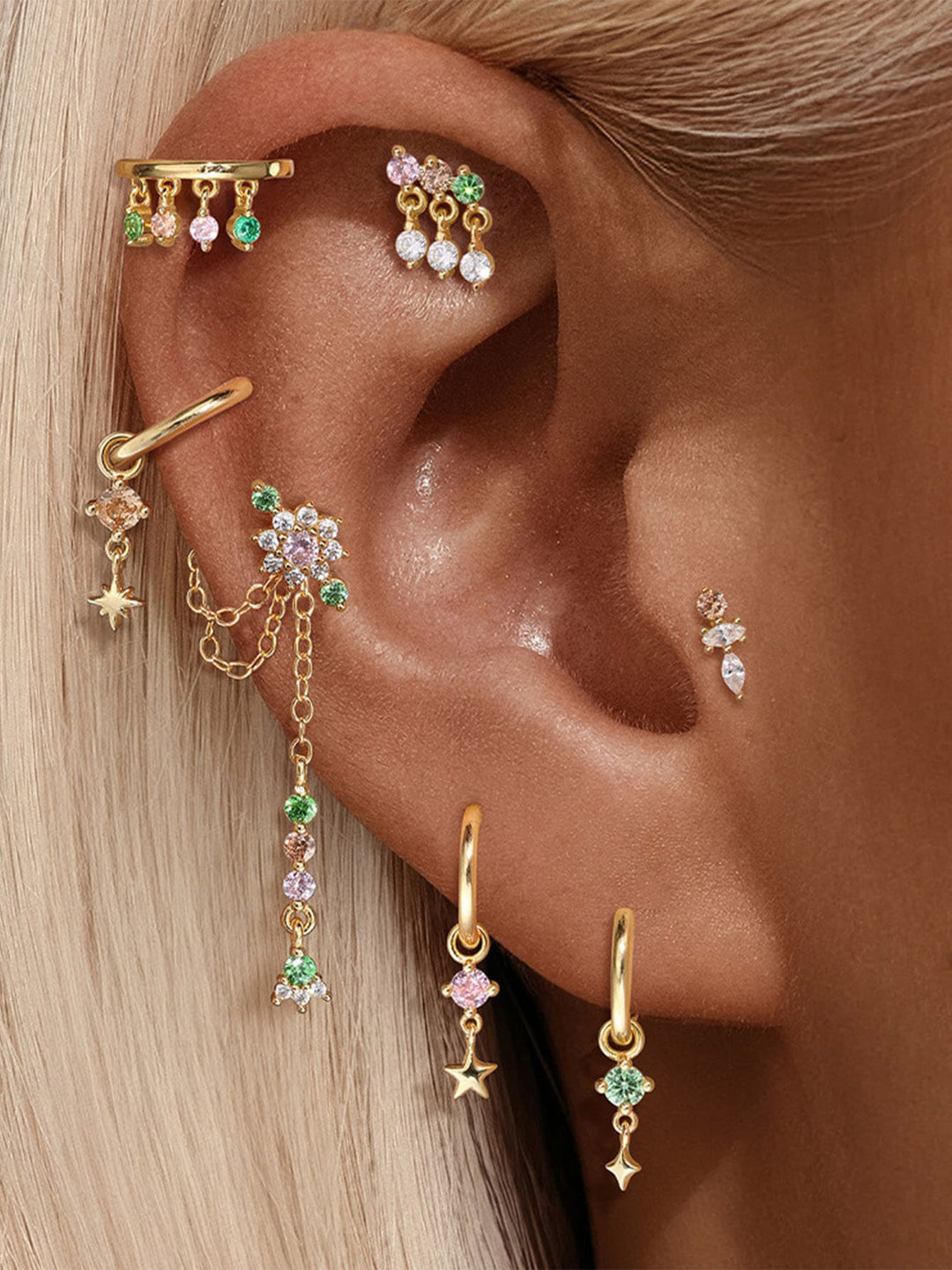 Gold Drop Earrings Niamh with Citrine Stone and Star