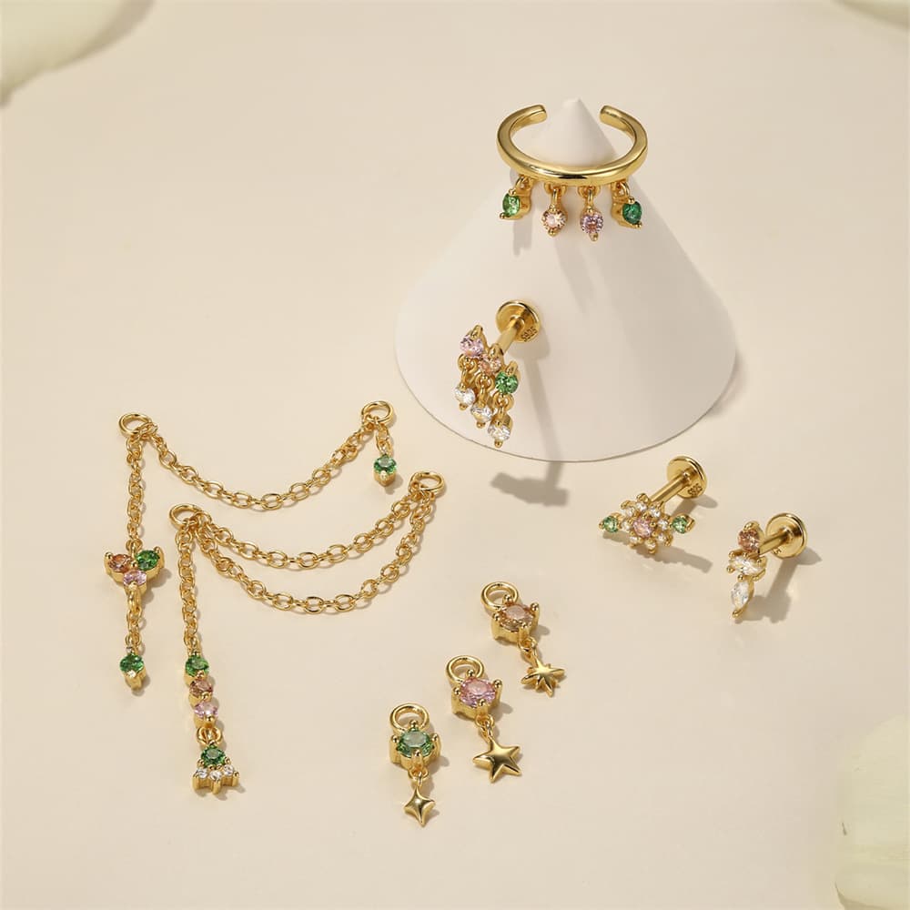 Gold Drop Earrings Niamh with Citrine Stone and Star