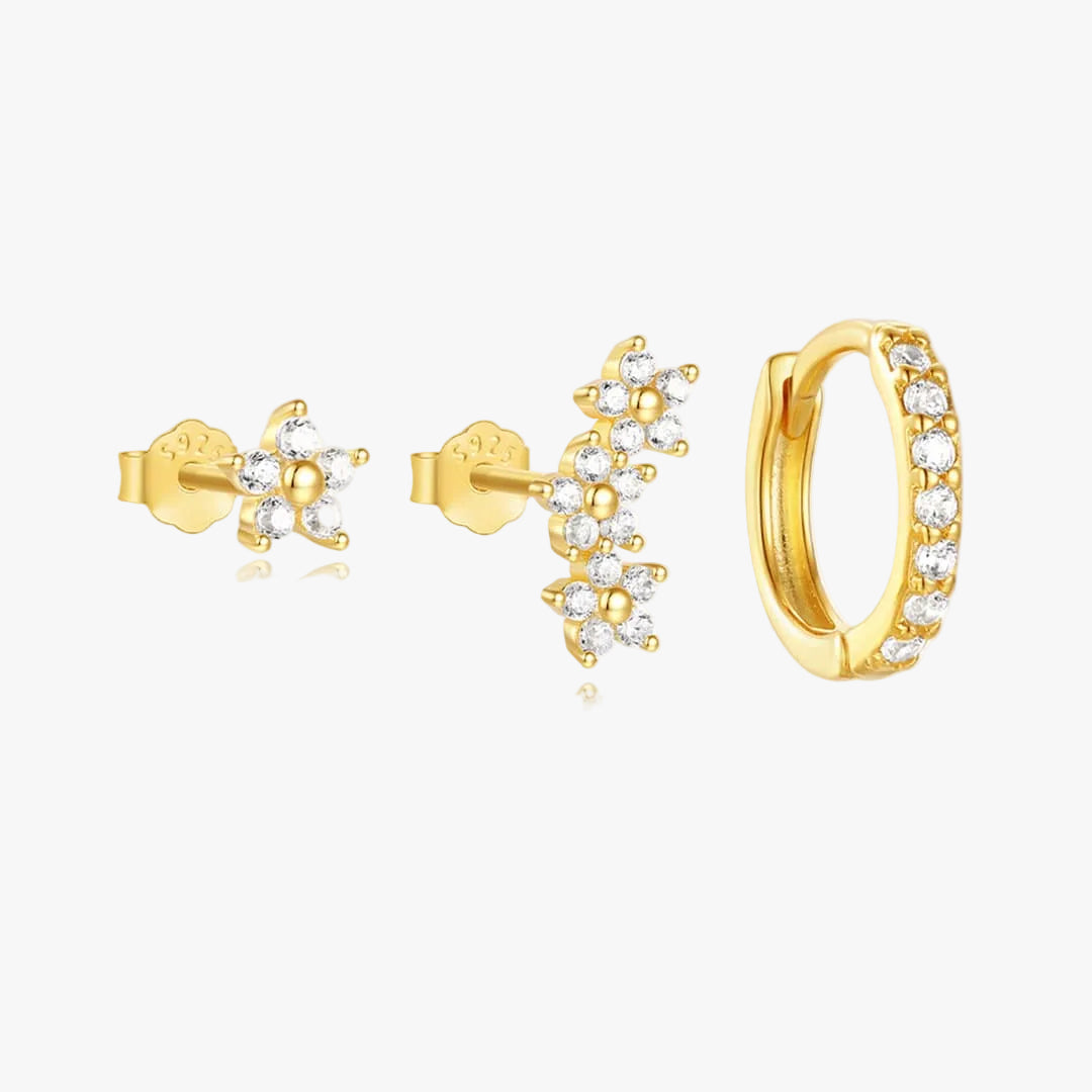 Gold Stud Earrings Treasa with Zirconia Star Motif