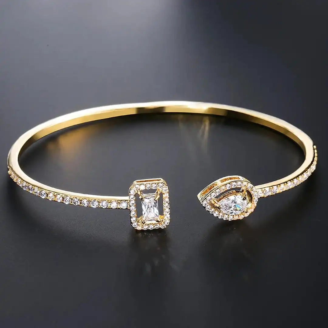 Gold Cuff Bracelet Sadhbh with Zirconia