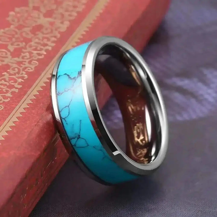 Silver Band Ring Eithne with Turquoise