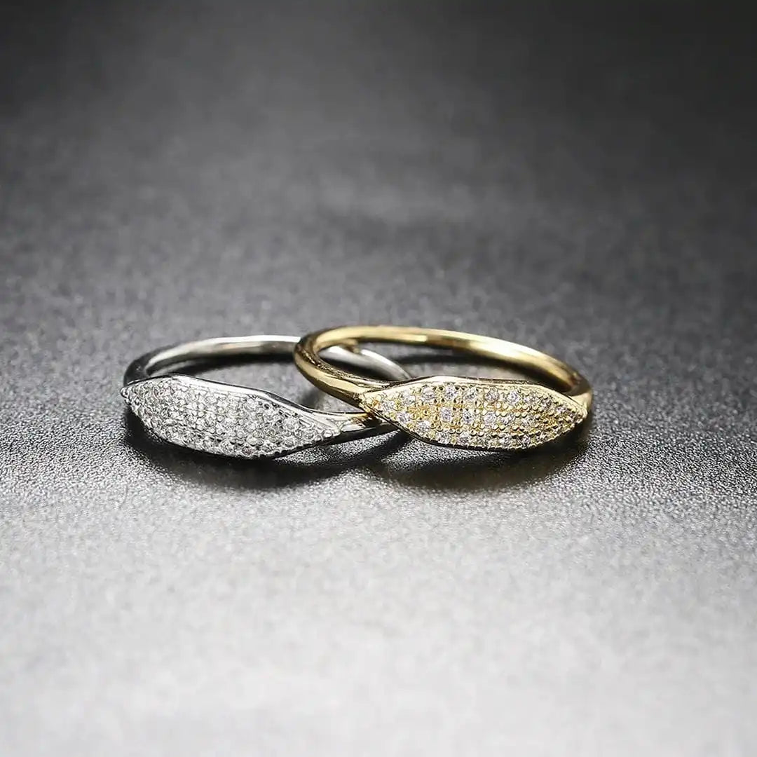 Gold Stacking Ring Caoimhe with Pavé Crystals