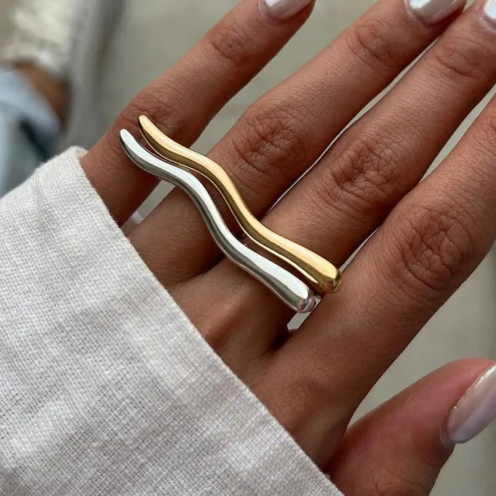 Gold & Silver Ring Cara with Branch Motif